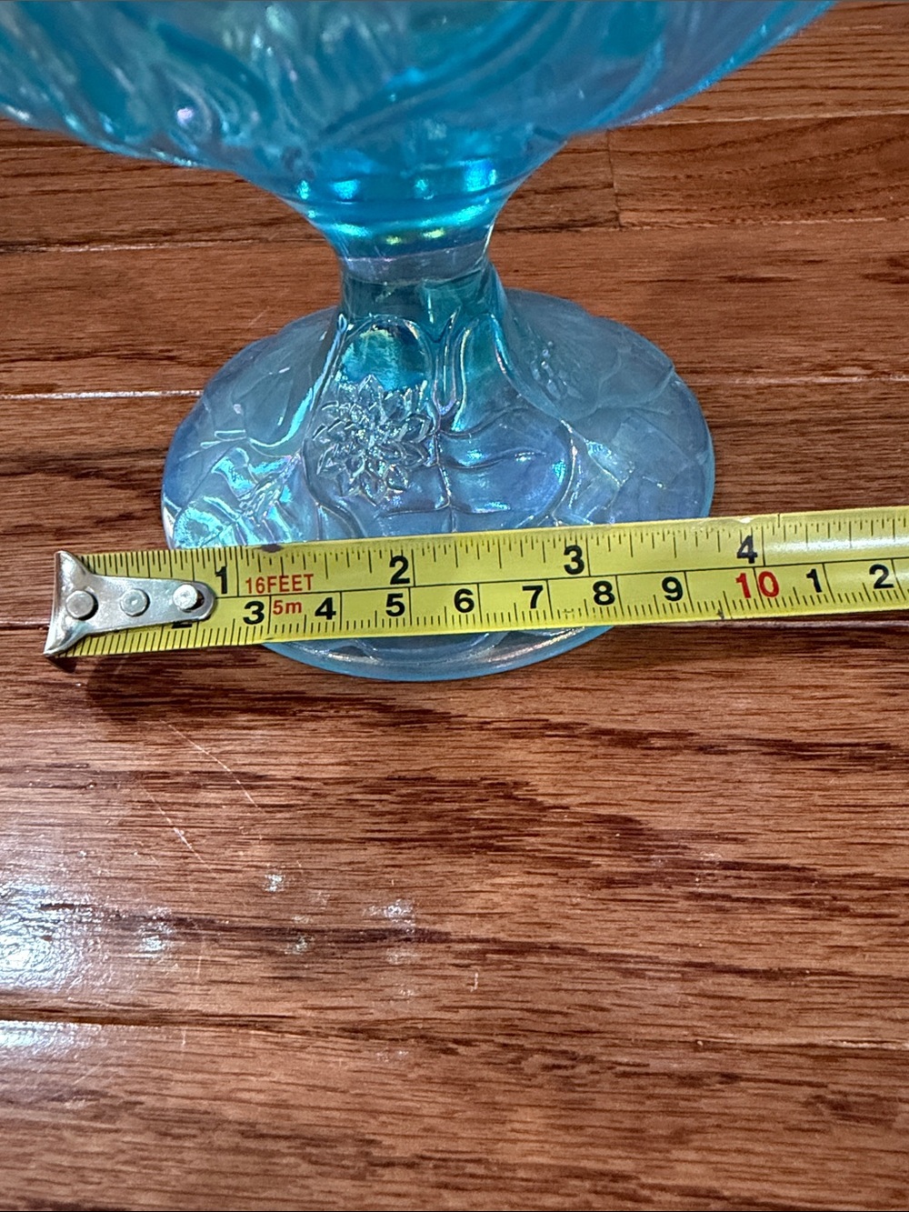 Fenton "Dancing Daisies" Celeste Blue Stretch Basket - Picture 10 of 10